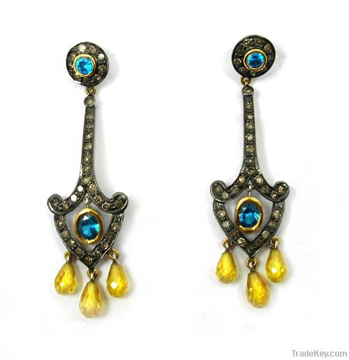 VICTORIAN CREATED STONE EARRINGS