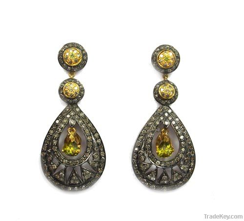 VICTORIAN CREATED STONE DROP EARRINGS