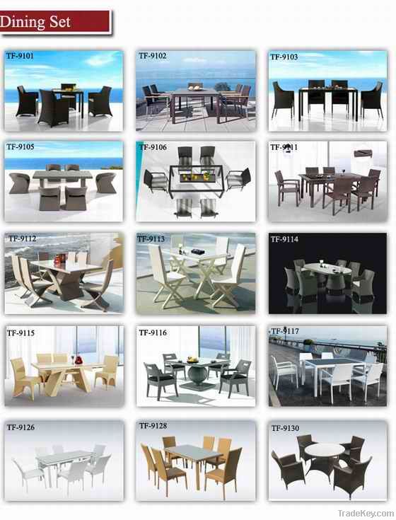 Rattan restaurant dining table set
