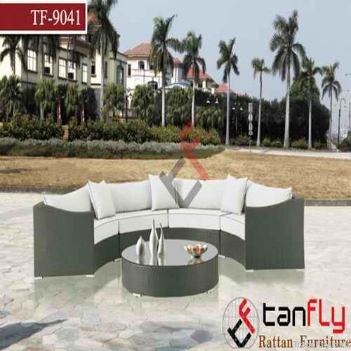 semi-circle wicker rattan garden sofa set