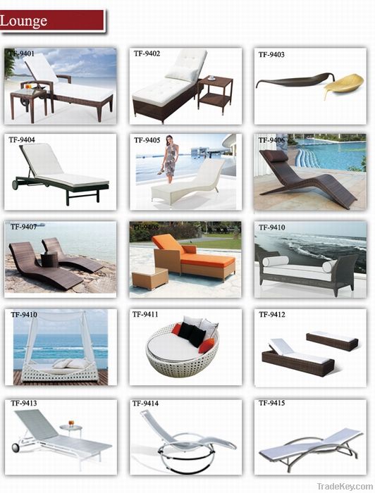 PE rattan outdoor sun lounge chair