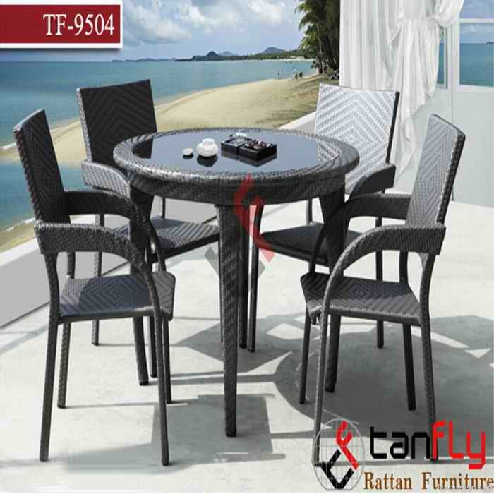 Restaurant wicekr rattan cafe table bistro set