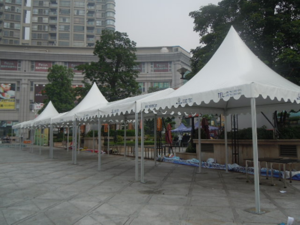 Pagoda tent with aluminium profile and PVC polyster textile, 3x3m, 4x4