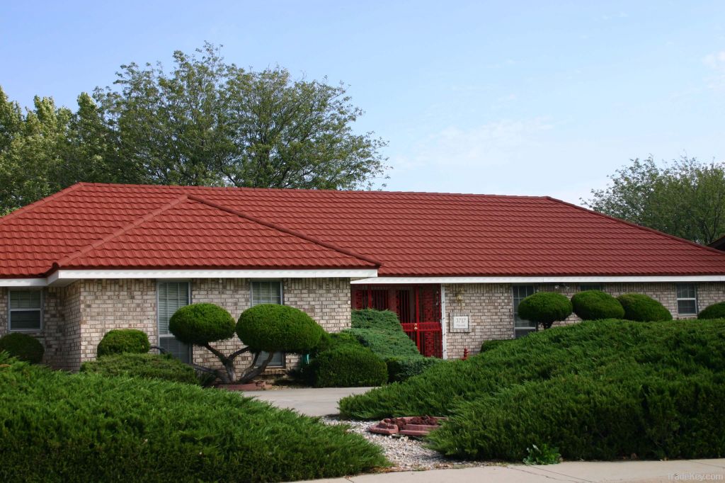 Colorful stone coated metal roofing tiles