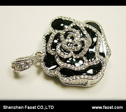 rose jewelry diamond usb flash drives necklace