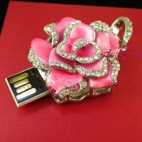 rose jewelry diamond usb flash drives necklace