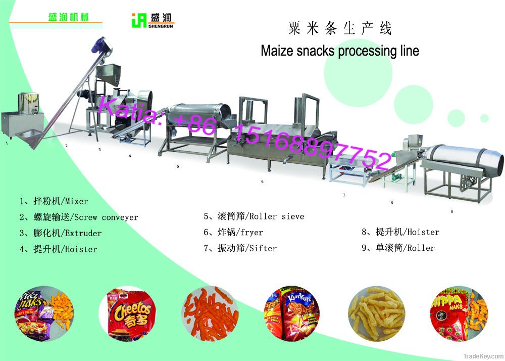 Kurkure snacks extruder machine/fried cheetos/twist snacks equipment