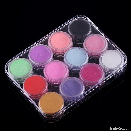 12 Color 3D Nail Art Acrylic Powder Manicure Nail Tips