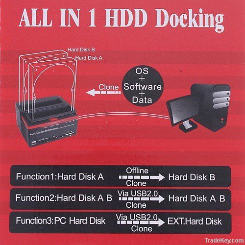 2.5/3.5" 2x SATA HDD Docking Station Clone eSata USB 2.0 HUB