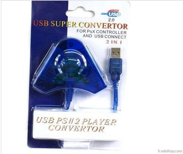 Blue USB PS/2 Player Adapter USB to PS2/PS Player Convertor