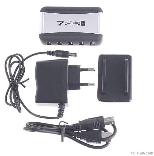 7-Port High-Speed USB 2.0 HUB Powered + AC Adapter