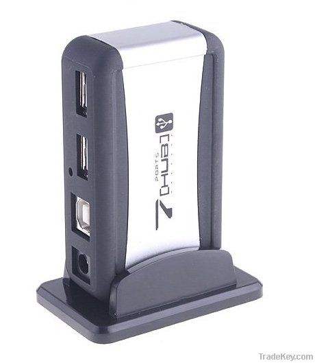 7-Port High-Speed USB 2.0 HUB Powered + AC Adapter