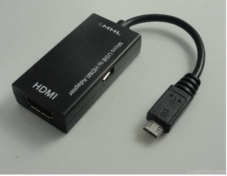 USB Mobile High-Definition Link MHL Male to HDMI Female Cable Adapter