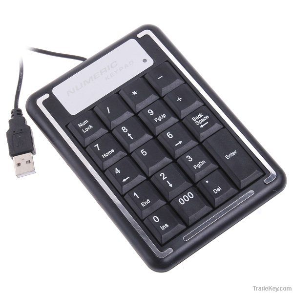 19 Keys Mini USB Numeric Number Keyboard Keypad for Laptap