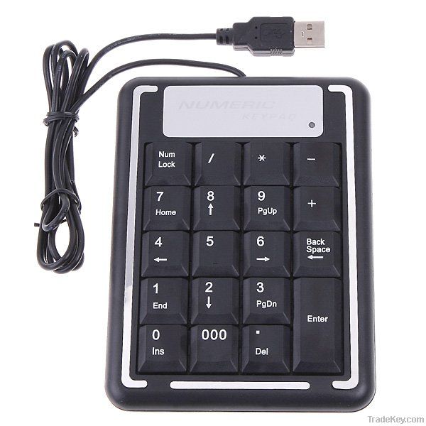 19 Keys Mini USB Numeric Number Keyboard Keypad for Laptap