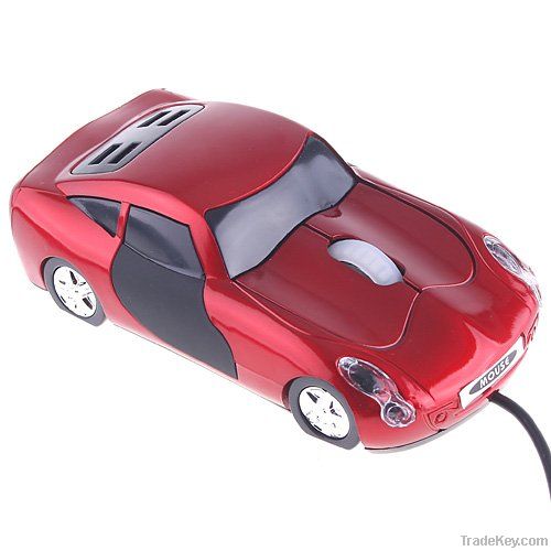 PC Laptop 800dpi 3D Optical USB Car Shape Mouse Red