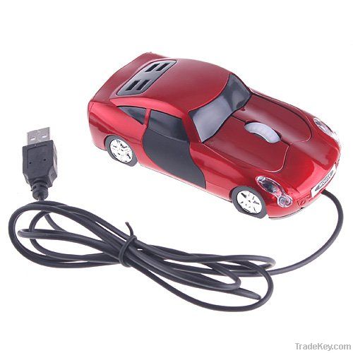 PC Laptop 800dpi 3D Optical USB Car Shape Mouse Red