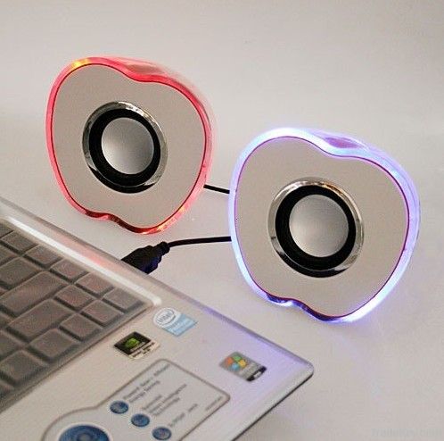 2-CH Mini Speaker for Laptop MP3 Phone PC, Apple-shaped, Red,