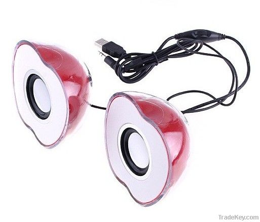 2-CH Mini Speaker for Laptop MP3 Phone PC, Apple-shaped, Red,