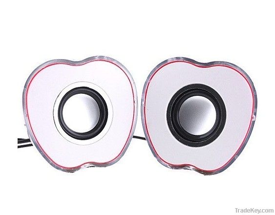 2-CH Mini Speaker for Laptop MP3 Phone PC, Apple-shaped, Red,