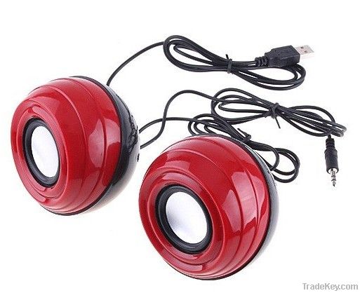 Mini Speaker for Laptop MP3 Phone, 2-CH Multimedia, Red