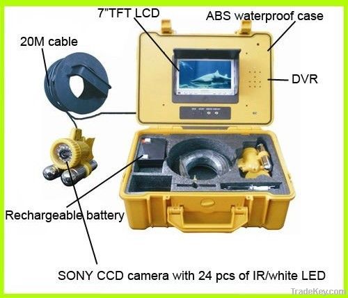7'' Underwater camera/fishing camera 20m cable with built in DVR
