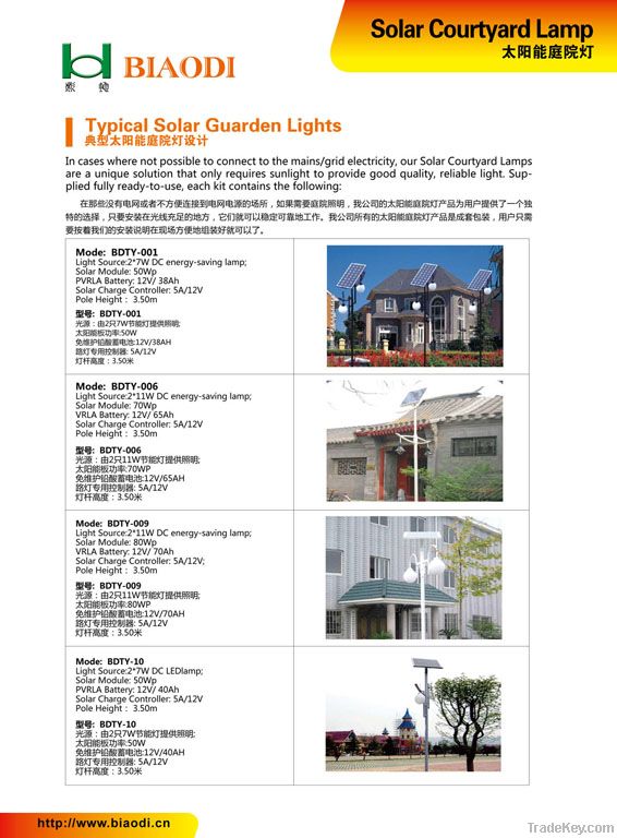 Solar Courtyard Light System, LED Light PV System