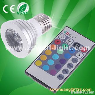 90-240V 16 Colors changing RGB LED Lamp 3W E27 RGB LED Bulb Lamp Spot