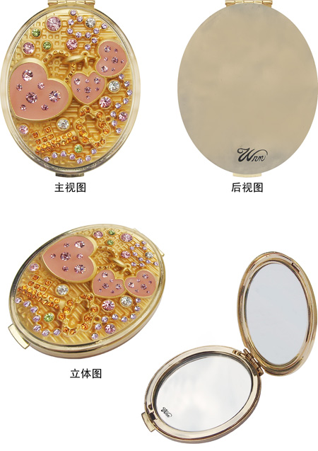 Round compact mirror w/ locks
