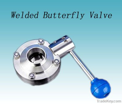 Sanitary stainless steel welded butterfly valve