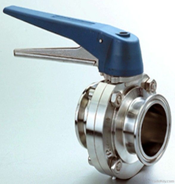Sanitary stainless steel clamped butterfly valve