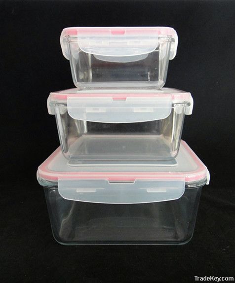 Sell Square glass food container with PP lid