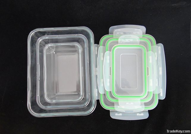 450ML/1000ML/1900ML Rectangular glass food container with PP lid