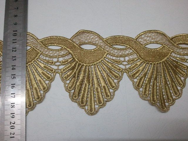 9 cm high quality gold metallic eyelet lace trim garment accessory