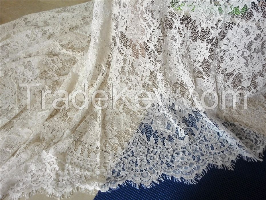 150 cm x 150 cm ivory cord cotton french bridal dress lace fabric wholesale and retail 