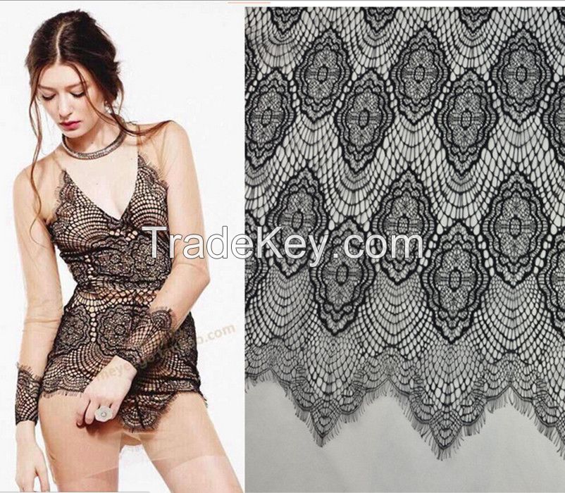 Black Hollow Out Dress Lace Fabric