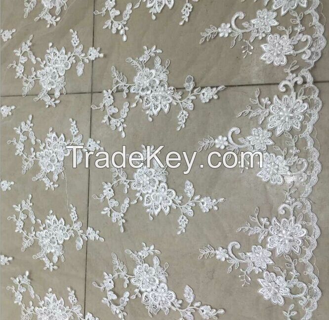 Double scallop edge high quality bridal dress wedding dress cord african lace french lace 