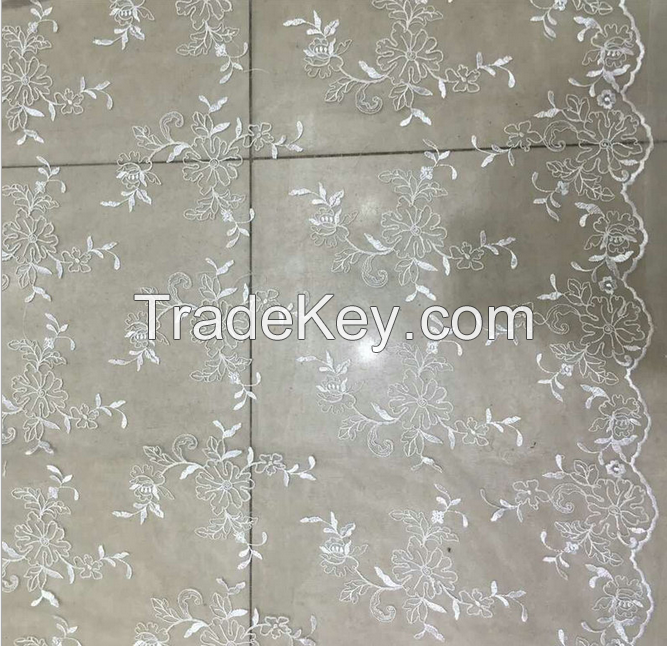 Romantic floral embroidered corded bridal dress fabric African swiss lace wholesale 