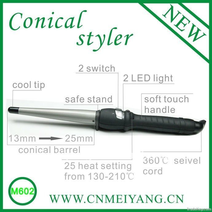 New conical digital hair curling iron