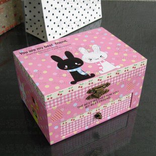 Hotsale pink rectangle wood muisc box , music jewel box , necklace box