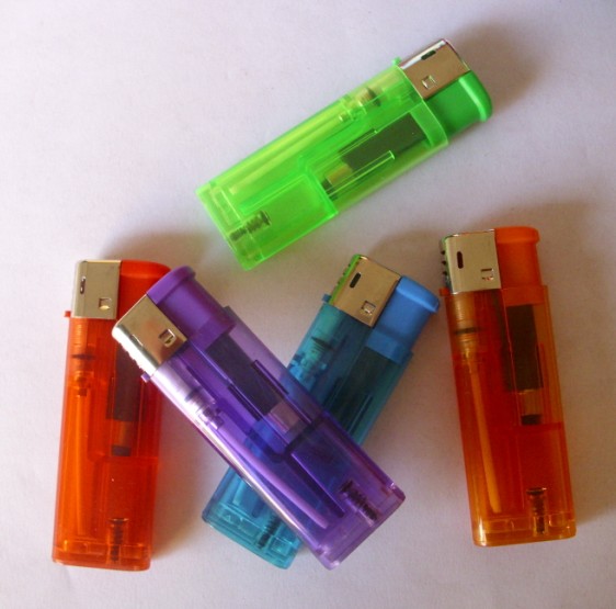 refilable  electronic gas lighter with  color tank