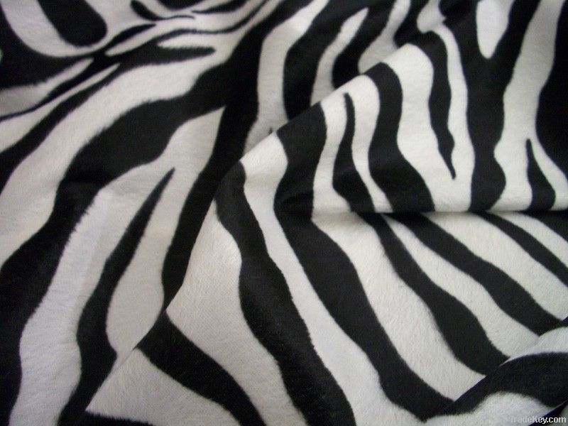 100%polyester minky zebra upholstery fabric