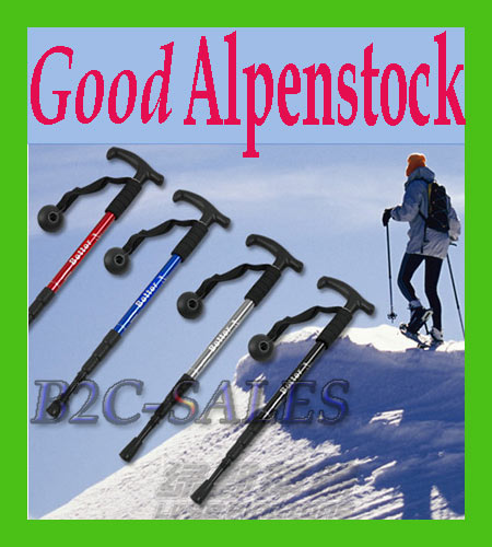 New Trekking Pole Walking Hiking Stick Black Red Blue Silver