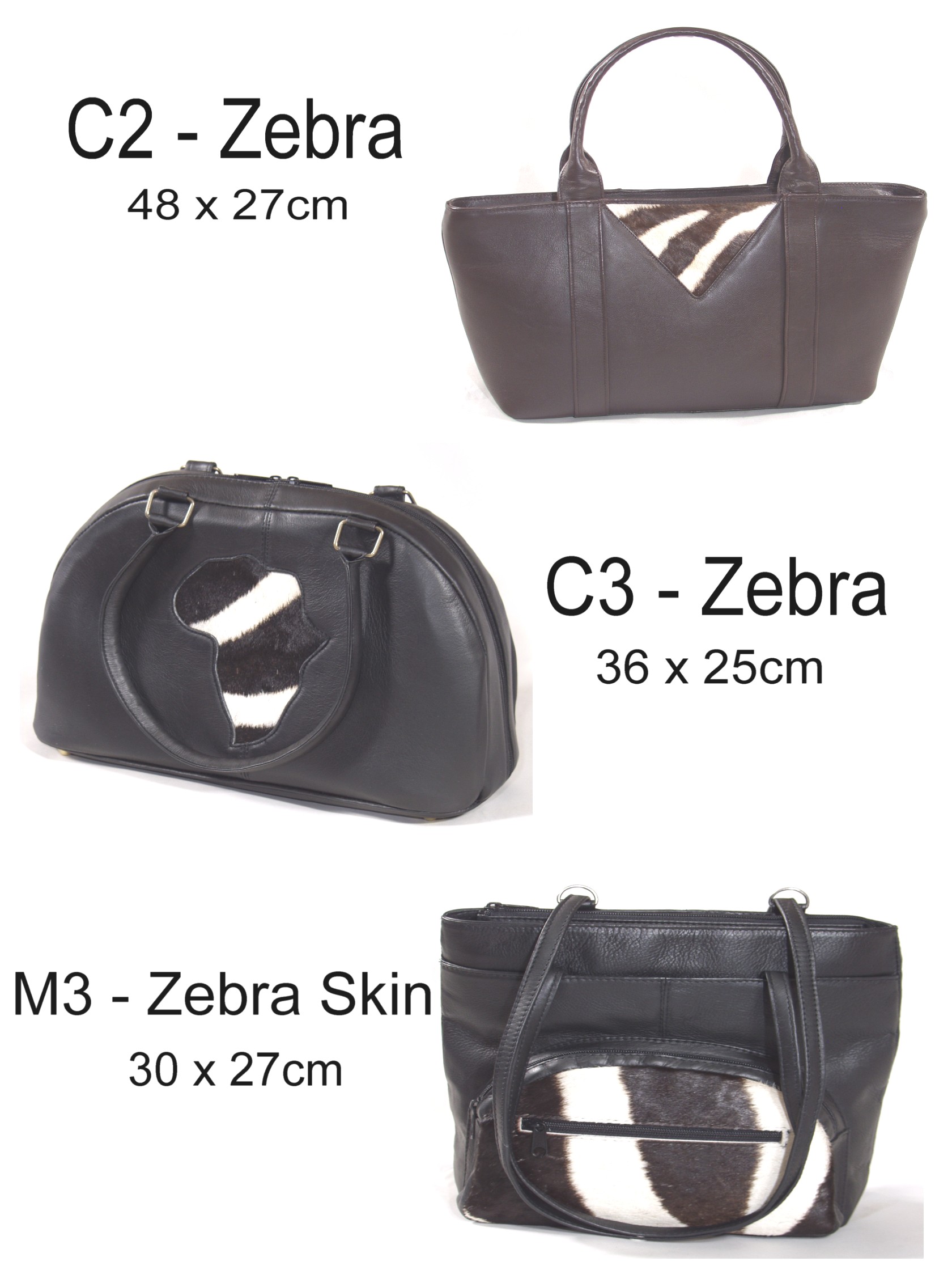 Zebra/leather handbags