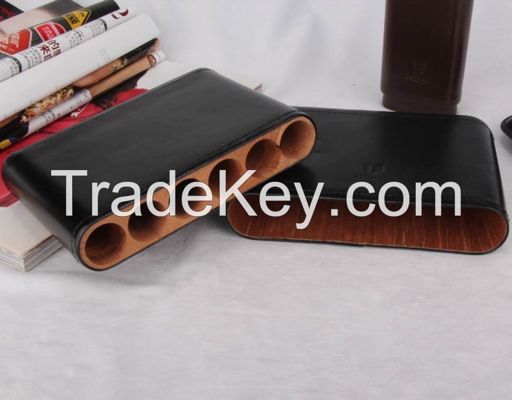 customized cigar case with cow leather or PU