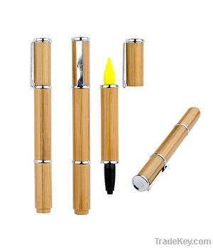 Promotional Bamboo Led/Laser Highlighter Ball Pen