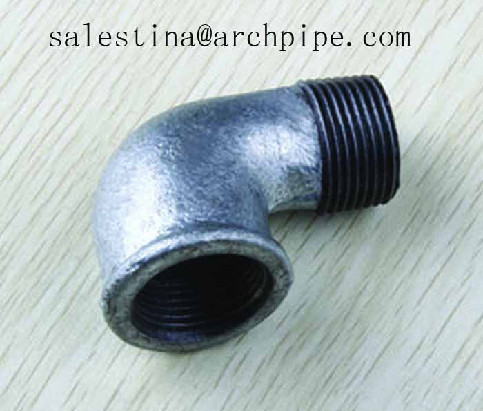 Malleable casting iron pipe fittings elbow 92 threaded manufacturer