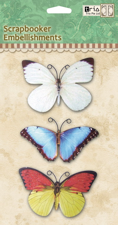 Paper butterfly sticer for scrapbook embellishments