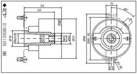 Hollow shaft encoder, INAVO UZ35- Series Rotary Encoder