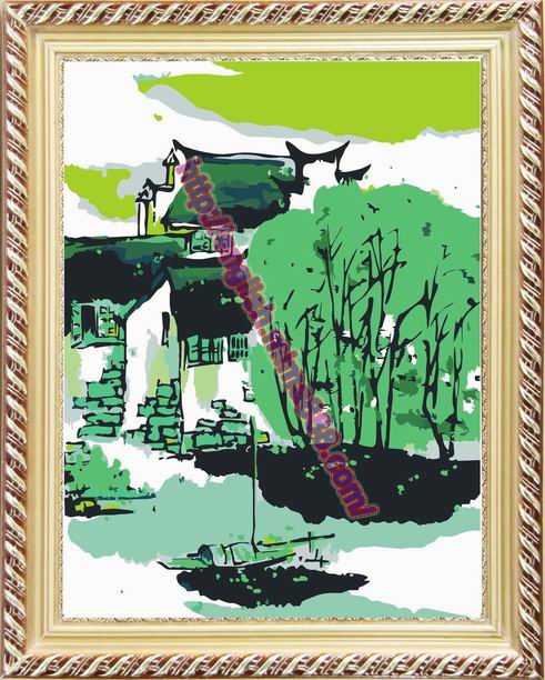 Chinese ink  Diy oil painting  by numbers